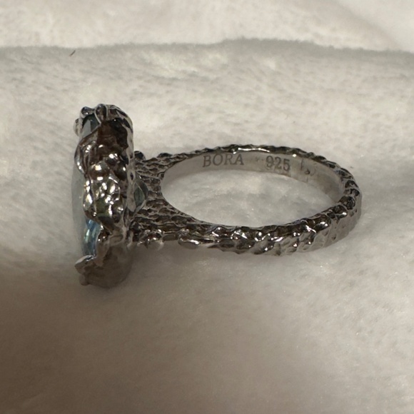 Bora Handcrafted Jewelry Textured Sterling Ring Topaz? Size 6.5 - Picture 4 of 9